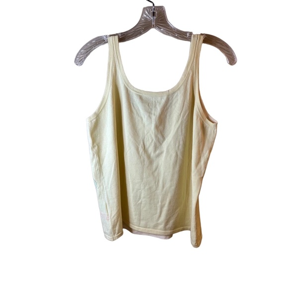 Akris Punto Yellow Floral Appliqué Sleeveless Top Soft Knit Womens Size Small - Picture 6 of 7